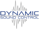 Dynamic Sound Control logo featuring blue wordmark with a gray sound-wave graphic